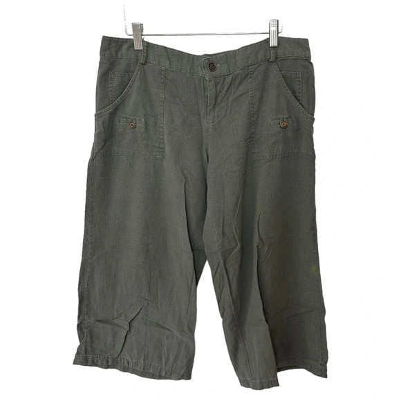 Speechless 11‎ army green linen blend minimalist capris pants - Picture 1 of 4
